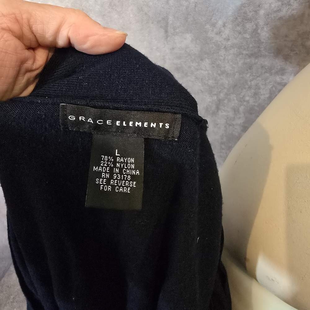Grace Elements Navy Lightweight Open Cardigan - image 5